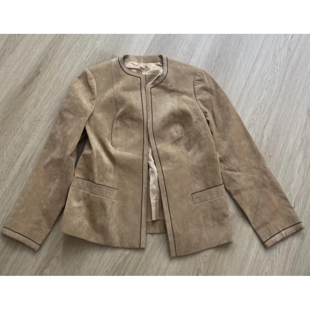 Vintage Suede Leather Jacket Women's Medium Tan Minimalist Quiet Luxury